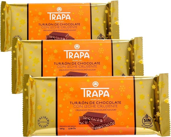 Turrón de chocolate con leche crujiente TRAPA